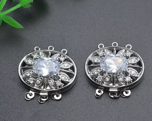 LIWan Plaza Grosir Pasar Perhiasan Perak Lapis Emas <span class=keywords><strong>3</strong></span> Lapis Lingkaran Oval Kotak Sisipan Bunga Gesper untuk Membuat Perhiasan Temuan - Product Image 5