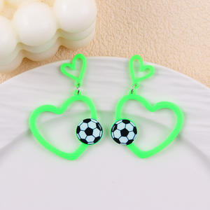 Pendientes <span class=keywords><strong>de</strong></span> San Valentín con Forma <span class=keywords><strong>de</strong></span> Corazón Fluorescente, <span class=keywords><strong>de</strong></span> Béisbol, Fútbol Americano, Baloncesto, <span class=keywords><strong>Voleibol</strong></span>, Rugby, Acrílicos - Product Image 4