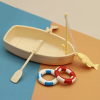 Modèle de mini-bateau en plastique, accessoires pour poupées Elfes, jouet souple DIY, ensemble de bateaux gonflables, bouée de natation, bateau de pêche pour la décoration
