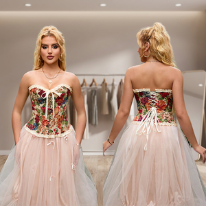 Robe gainante corset à imprimé floral avec jupe en tulle pour femme, amincissante à la taille, respirante, pour usage quotidien - Product Image 4