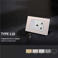 FIKO American Standard Prises et interrupteurs muraux 118 Type 15A Panneau en aluminium givré rose avec USB/Type-c