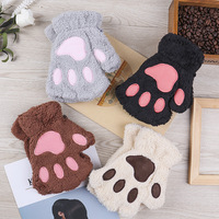 Mignon Conception Demi Doigt Gants Chaud Chat Patte Griffe En Peluche Gants Sans Doigts Belle Hiver Mignon Mitaine Doux