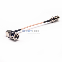 Cable coaxial RG179 de 75 ohmios con conector BNC macho en ángulo recto a conector F hembra recto, tipo pigtail, para sistemas de seguridad y cámaras CCTV