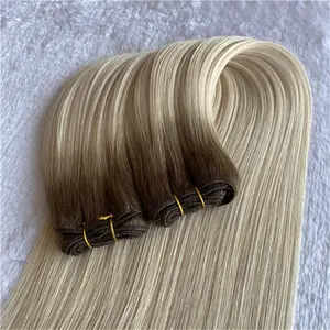 Extensions de cheveux naturels, trame nouée à la Machine, produit européen de qualité, blond cendré, vente en gros,