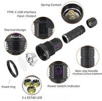 Linterna LED Potente Alonefire SV43 3 X SST40 30W, Utiliza Batería Recargable 21700, Linterna Táctica para Camping al Aire Libre
