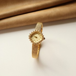 Montre à quartz pour femme, style classique français, élégante et rétro, cadran rond à motif de blé, petit cadran - Product Image 1