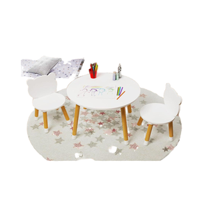 Modern Kids Wood Table Chair Set 3-Piece Round Play Table with 2 Chairs for Toddlers Girls Boys <strong>White</strong> - Product Image 1