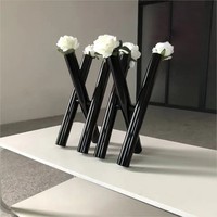 Vase à fleurs cylindrique en verre à 3 tubes articulés pour centres de table de mariage, décoration de mariage, vente en gros