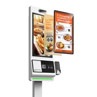 Terminal de commande en libre-service vertical à écran tactile 21,5 pouces pour restaurants à l'étranger avec paiement par code QR et impression de reçus