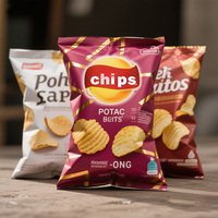 Sacs en plastique laminés imprimés sur mesure pour chips, avec fermeture arrière, pour aliments, sacs d'emballage bon marché pour chips de pommes de terre 40g 100g, sacs pour snacks