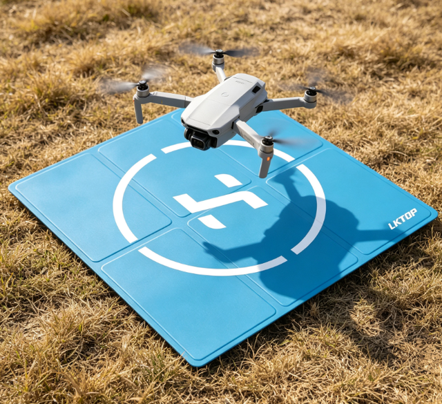 LKTOP Foldable Drone Landing Pad 50cm/65cm Waterproof Double-Sided Take-Off Landing Mat Blue for DJI Consumer Drones