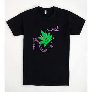 T-shirt Weed Leaf Sliding Down Slide noir pour adulte unisexe, vêtement promotionnel - Product Image 1