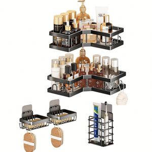 Étagère d'angle de douche en acier inoxydable 24 HOCL, lot de 2/3/4/5/6, étagères de douche suspendues, organisateur de rangement sans perçage - Product Image 4