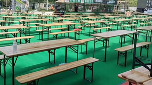 Ensemble table et banc pliants en bois de sapin tendance, robuste, pour festivals de la bière, terrasse et jardin - Product Image 6