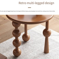 Table basse nordique en bois massif d'hévéa, petite table d'appoint avec pieds en forme de calebasse, table d'appoint de canapé, table à thé rétro de luxe