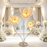 Support de fleurs géant en organza personnalisé, fait main, hauteur réglable, fleurs artificielles pour mariage, Saint-Valentin, événement de remise de diplôme