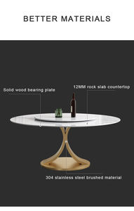 Table à manger ronde en pierre frittée moderne minimaliste et économique, avec ou sans plateau tournant - Product Image 4