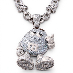 Pendentif personnalisé en moissanite glacée, motif dessin animé, en argent 925 plaqué or, micro-incrustation, breloque hip-hop pour bijoux de fête - Product Image 4