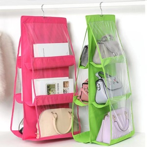 Sac de Rangement <span class=keywords><strong>Suspendu</strong></span> Double Face à Six Compartiments, Non Tissé, pour Sacs à Main, Boîte de Rangement Claire de Grande Taille pour Filles et Femmes, Penderie - Product Image 1