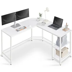 VASAGLE工作站书桌办公家具pc台式电脑桌，带2个储物架l形转角书桌