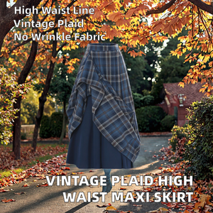 Jupe longue plissée asymétrique vintage à taille haute pour femme, en tissu tissé, confortable, infroissable et réversible, idéale pour l'automne - Product Image 2