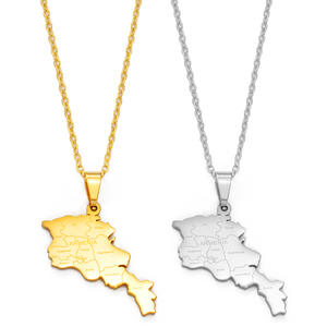 Collana <span class=keywords><strong>con</strong></span> Ciondolo Mappa dell'Armenia <span class=keywords><strong>con</strong></span> <span class=keywords><strong>Nome</strong></span>, Catene in Acciaio Inossidabile Color Oro/Argento, Gioielli per Armeni # 267521 - Product Image 1