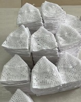 Chapeau islamique en coton blanc fait main en crochet Kufi musulman pour homme