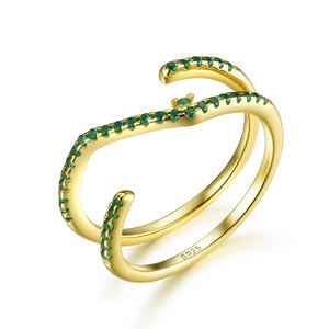 Anillo de plata de ley 925 chapado en oro con circonita cúbica de corte esmeralda para mujer, joyería, anillo de dedo, aniversario, compromiso. - Product Image 1