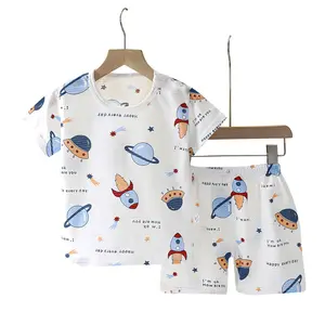 2023 Wholesale Soft baby sets clothes summer girls Home clothes kids pajamas organic cotton