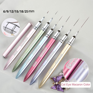 Ensemble de pinceaux à pointe fine pour nail art, 6 mm à 25 mm, extra longs, pour la peinture au gel et la création de French manucure - Product Image 2