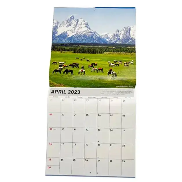Роскошные пользовательские полноцветная печать дешевые швы седло настенные календари