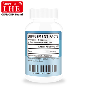 ผู้ผลิตอาหารเสริมไกลซีน ปราศจากกลูเตน ช่วยบำรุงร่างกาย ปราศจาก GMO ไม่มีส่วนผสมของนม 1000 มก. 100 แคปซูลไกลซีน - Product Image 5