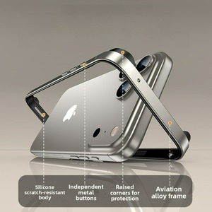 <span class=keywords><strong>Coques</strong></span> de téléphone en acier inoxydable pour iPhone 17 16 Pro Max, design sans <span class=keywords><strong>dos</strong></span>, cadre métallique, léger, anti-chute - Product Image 2