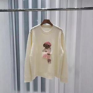 <span class=keywords><strong>Pull</strong></span>-over tricoté à l'ordinateur pour femme, style universitaire, col rond, motif ours rose, anti-boulochage, nouvelle collection hiver coréenne, 26 ans d'expérience - Product Image 2