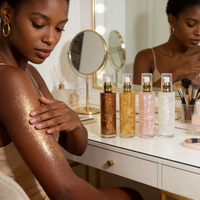 Huile corporelle en gel hydratante et nourrissante en gros, plusieurs saveurs et parfums, lotion scintillante parfumée sous marque privée