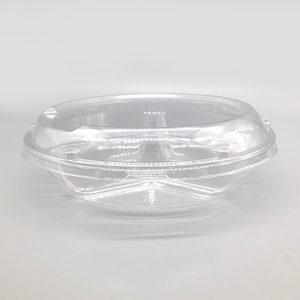 Vassoio per frutta monouso rotondo in plastica per alimenti a 3 scomparti con coperchio - Product Image 6