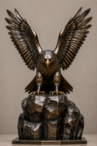 Statue d'aigle chauve en bronze aux ailes écartées, sculpture d'aigle en métal sur rocher pour la décoration extérieure de jardin, pelouse, patio, cour et aménagement paysager - Product Image 5
