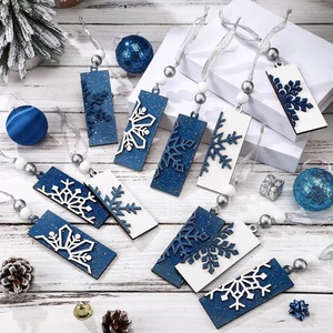 Label Hadiah Dekorasi Pohon Natal Pafu, Biru Rustic, Salju Musim Dingin, dan Dekorasi Pohon Natal Kayu Alami Gaya Farmhouse, Ornamen Natal - Product Image 1