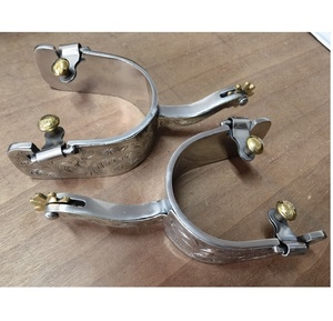 Horshi Nhà Máy Cao Cấp Lớn Hàng Khắc <span class=keywords><strong>Spurs</strong></span> Thép Không Gỉ Cắt <span class=keywords><strong>Spurs</strong></span> Ngựa <span class=keywords><strong>Spurs</strong></span> Núm End Chải Ngựa Đen - Product Image 2