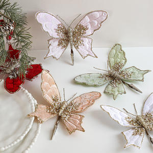 קטיפה פרפר חג המולד קישוטי עץ חג המולד קישוטי פרפר חג המולד קישוטי פרפר עץ חג המולד עם קליפים - Product Image 3