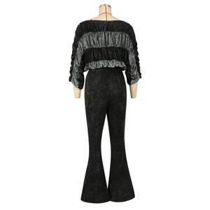 Nouveautés Tenues pour femmes Haut court plissé <span class=keywords><strong>Pantalon</strong></span> long Ensemble assorti 2 pièces Vêtements décontractés Streetwear Ensemble 2 pièces Vêtements pour femmes - Product Image 2