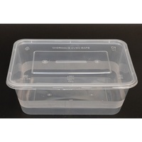Boîte à lunch jetable en plastique transparent en gros, 500 ml, boîte bento rectangulaire en PP avec couvercles, logo personnalisé pour les restaurants à emporter