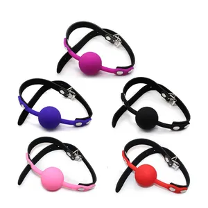 Adult Slave Harness Silicone Ball Open Mouth Gag BDSM Bondage Fetish Mouth Restraint Sex Toy for Woman Accessories