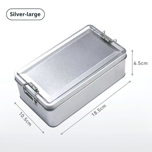 Trong Kho Phụ Kiện Lưu Trữ Hình Chữ Nhật <span class=keywords><strong>Retro</strong></span> Hoài Cổ <span class=keywords><strong>Cookie</strong></span> Kẹo Bánh Rắn Kim Loại Tinplate <span class=keywords><strong>Jar</strong></span> Với Khóa Khóa Nắp - Product Image 4