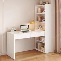 Bureau d'angle multifonctionnel soigneusement sélectionné avec bibliothèque intégrée, meuble de rangement pour étudiant, bureau à domicile en bois massif pour ordinateur