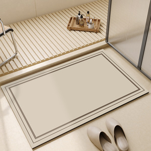 Alfombra de Baño Simple Rectangular a Rayas Antideslizante Absorbente para Entrada de Baño, Uso Doméstico, Color Zen Tranquility - Product Image 2
