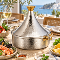 WOXIANG 30cm Pot à tajine martelé en acier inoxydable 3 couches pour ragoût d'agneau et fruits de mer mijotés