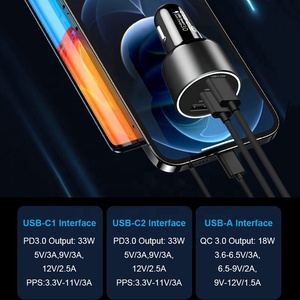 Chargeur de <span class=keywords><strong>voiture</strong></span> rapide USB C 84W, <span class=keywords><strong>adaptateur</strong></span> de charge de <span class=keywords><strong>voiture</strong></span> Type C, Chargeur Mobile pour Samsung Galaxy, Chargeur intelligent - Product Image 2