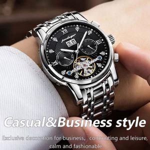 Montre-bracelet automatique de luxe pour hommes en acier inoxydable-Montre mécanique lumineuse étanche avec affichage du cadran du pointeur de largeur de bande de 22mm - Product Image 5