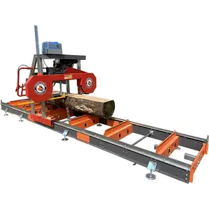 Fully automatic heavy duty portable used sawmill horizontal bandsaw mill with trailer cheap band portable sawmill